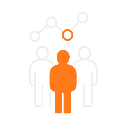 line illustration of figures and a connection diagram representing engineering leadership