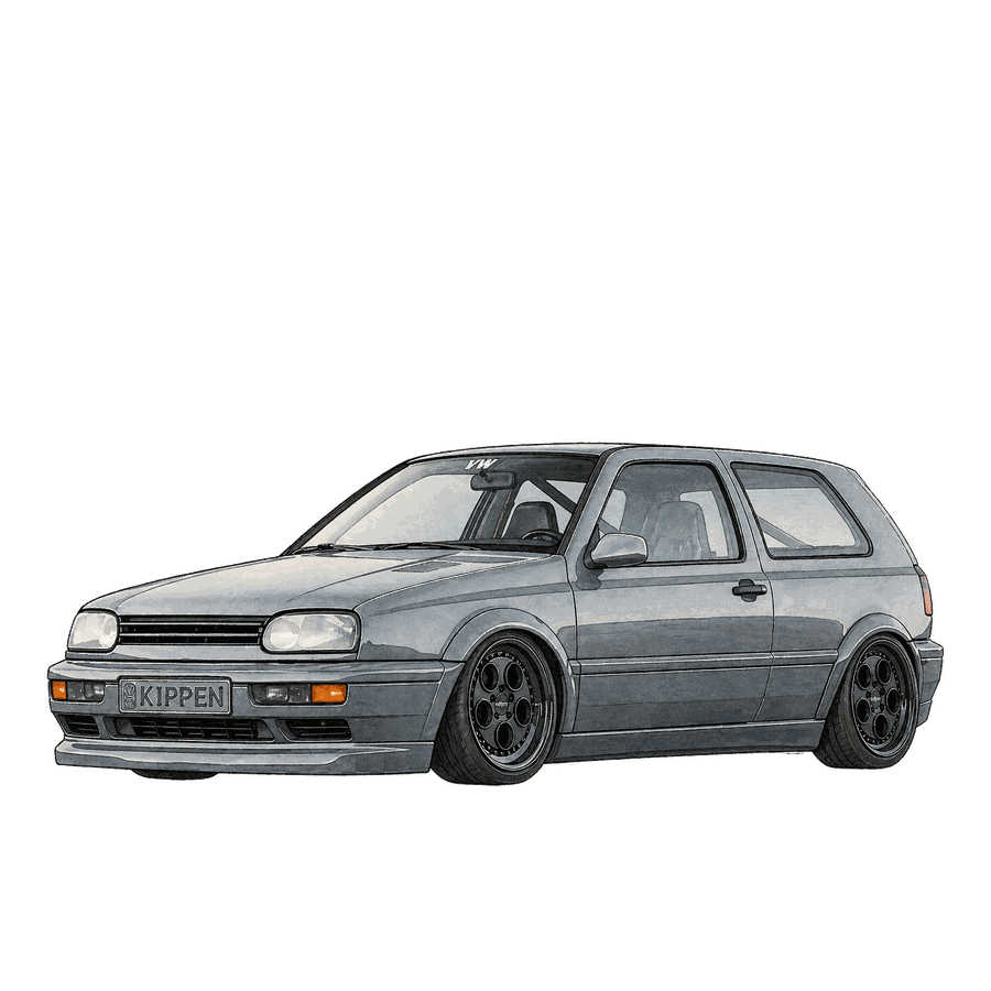 an illustrated 1990s Volkswagen Golf MK3